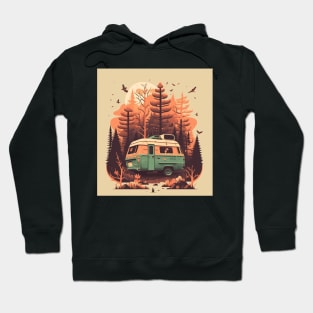 Camping Van, Autumm Adventure in the Forest Hoodie